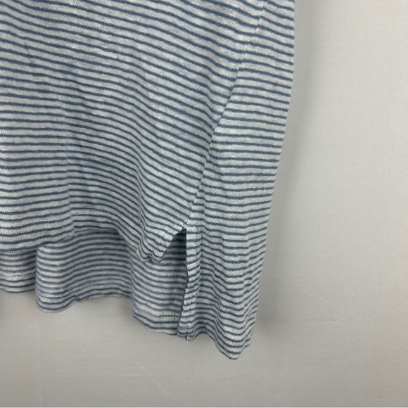 Tahari 100% linen striped asymmetrical Vneck Tee size L - Picture 4 of 6